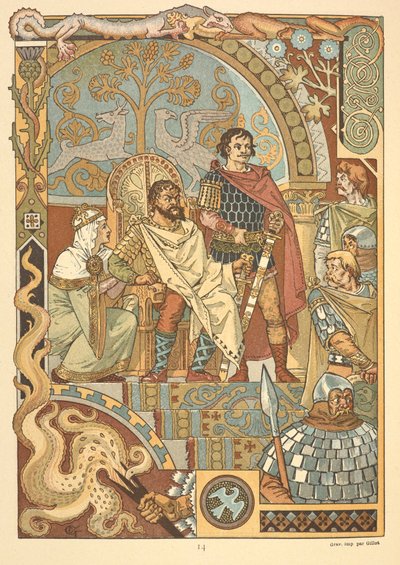 Král na trůnu u soudu. od Eugene Grasset