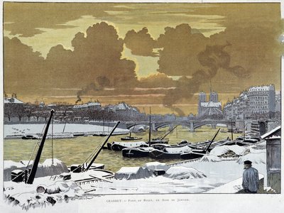 Le pont de Sully, v Paříži pod sněhem, jednoho lednového večera roku 1886 - u Grasset od Eugene Grasset