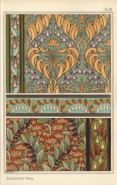 Šalamounova pečeť, Polygonatum multiflorum, jako motiv v tapetách, bordurách a tkaninách od Eugene Grasset