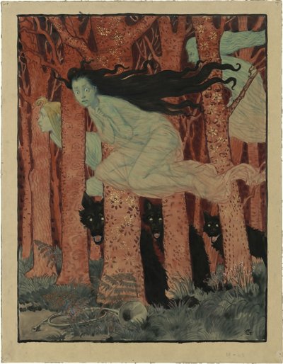 Tři ženy a tři vlci Tři ženy a tři vlci, cca 1892. od Eugene Grasset