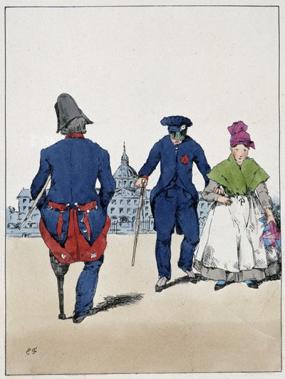 Les Invalides – v „Souvenirs d’un loâneur“ od Eugèna Foresta, kolem roku 1830. od Eugene Hippolyte Forest