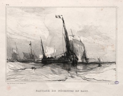 Rybářské lodě v Anchor, 1836. od Eugene Isabey