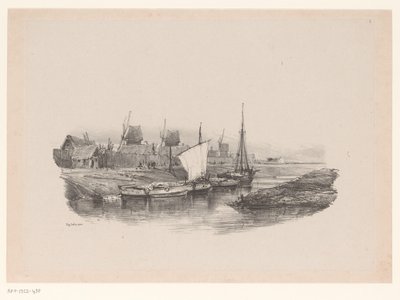 Přístav s loděmi a větrnými mlýny Platit kanál Memories of Eugène Isabey (název série) Souvenirs d