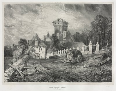Malebné a romantické cesty starou Francií: Auvergne (II. díl): Zámek Pesteil v Polminhacu, tabule 202 od Eugene Isabey