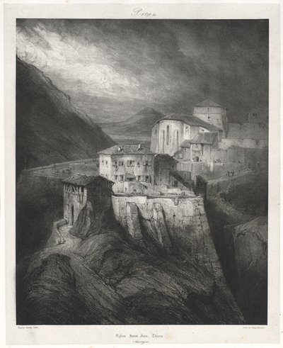 Malebné a romantické cesty ve staré Francii: Auvergne (sv. II): Kostel sv. Jana, Thiers, deska 129 od Eugene Isabey