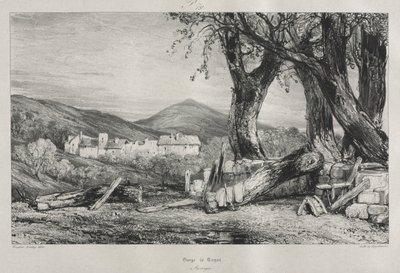 Malebné a romantické cesty ve staré Francii: Auvergne sv. II, Royatská soutěska, deska 79, 1830 od Eugene Isabey