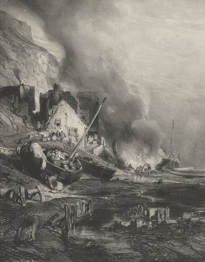 Úprava lodi při odlivu, 1833. od Eugene Isabey