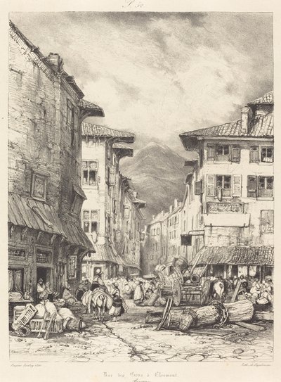 Rue des Gras v Clermontu od Eugene Isabey