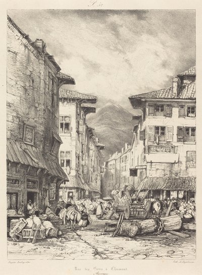 Rue des Gras v Clermontu od Eugene Isabey