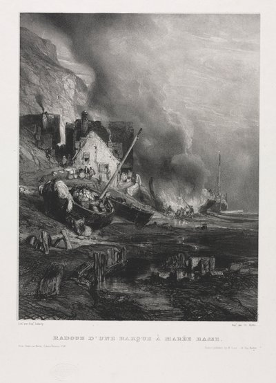 Six Marines: Refitting of a Boat at Low Tide , 1833. od Eugene Isabey
