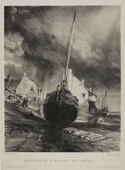 Suvenýr St. Valéry-sur-Somme, deska tři od Six Marines od Eugene Isabey