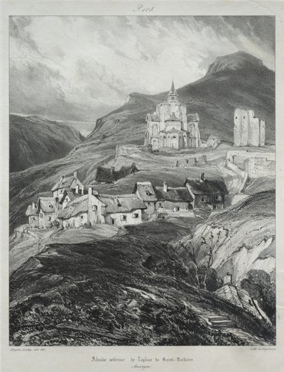 Malebné a romantické cesty ve starověké Francii, Auvergne: Apsida kostela Saint Nectaire od Eugene Isabey