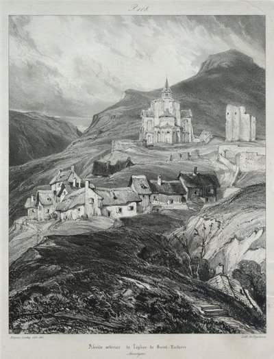 Malebné a romantické cesty ve starověké Francii, Auvergne: Apsida kostela Saint Nectaire od Eugene Isabey