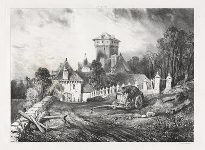 Malebné a romantické cesty ve starověké Francii, Auvergne: Château de Pesteil v Polminhacu od Eugene Isabey