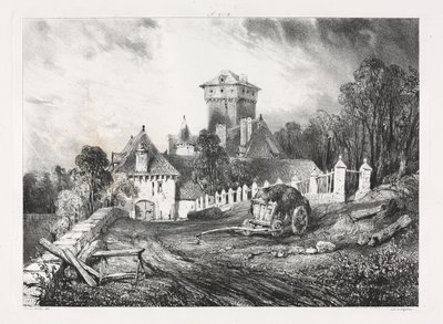 Malebné a romantické cesty ve starověké Francii, Auvergne: Château de Pesteil v Polminhacu od Eugene Isabey