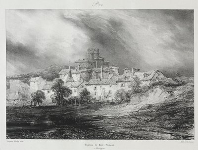Malebné a romantické cesty ve starověké Francii, Auvergne: Château de Pont-Gibaud od Eugene Isabey