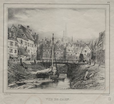 Pohled na Caen od Eugene Isabey