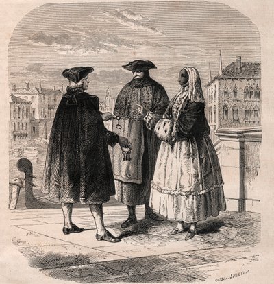 Pronajímatel divadelních prostor v Benátkách - kresba Viollata od Gaetana Zompiniho (1700-1778) - The Metiers of Venice od Eugene Joseph (after) Viollat