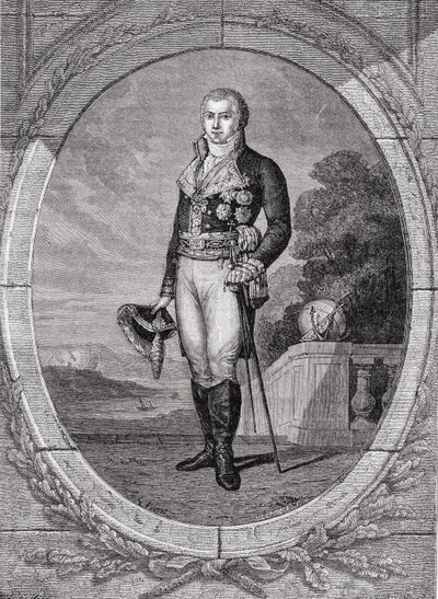 Manuel Godoy y Alvarez de Faria, vyrytý Blanpainem, z „Histoire de la Revolution Francaise“ od Louise Blanca (1811-82) od Eugene Joseph Viollat