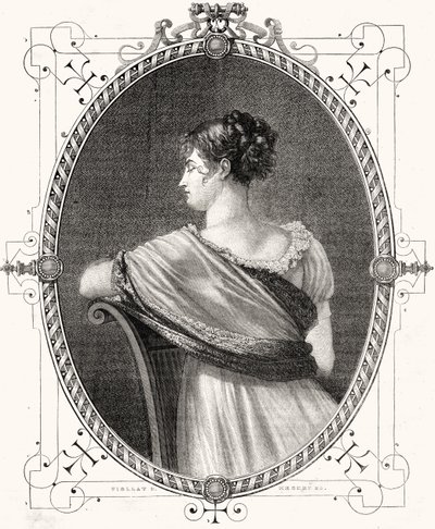 Portrét madame Recamier (1777-1849), vyryl Antoine Auguste Ernest Hebert (1817-1908) od Eugene Joseph Viollat