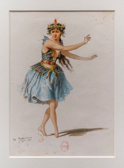 Korrigane. Balet Charles-Marie Widor, model kostýmu. 1880, pero, akvarel a kvaš na papíře. od Eugene Lacoste