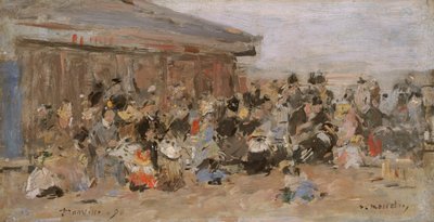 Pláž v Trouville od Eugene Louis Boudin