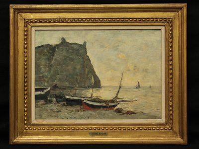 Lodě v Etretatu, kolem roku 1860 od Eugene Louis Boudin