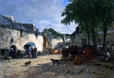 Dobytčí trh v Daoulas, Bretaň od Eugene Louis Boudin