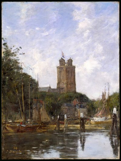 Dordrecht, Velký kostel z kanálu, 1884 od Eugene Louis Boudin