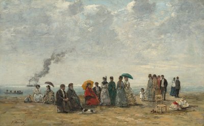 Postavy na pláži, c. 1867-70 (olej na plátně) od Eugene Louis Boudin