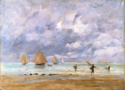 Rybáři a plachetnice v Trouville, 1892 od Eugene Louis Boudin