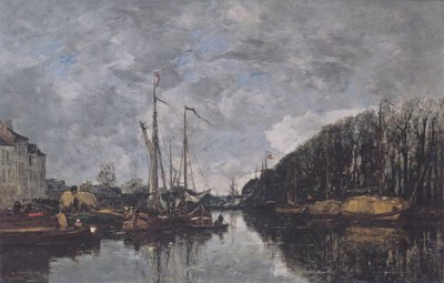 Kanál na řece Allèe Verte v Bruselu od Eugene Louis Boudin