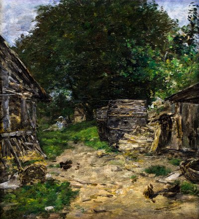 Krajina. Interiér hospodářského dvora od Eugene Louis Boudin