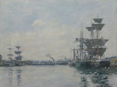 Le Havre, lodě v nádrži od Eugene Louis Boudin