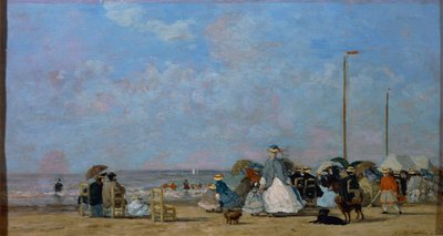 Na pláži Trouville, Eugene Boudin, obraz od Eugene Louis Boudin