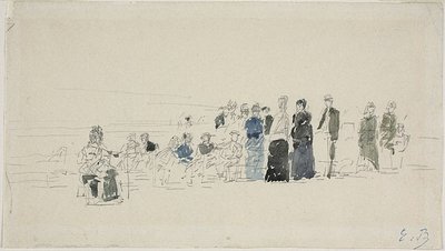 Spodničky na pláži (recto); Breton Women on the Beach (verze) od Eugene Louis Boudin
