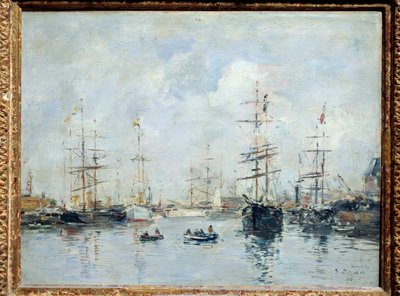 Plachetnice v přístavu, Deauville v roce 1896 Obraz Eugene Louis Boudin (1824-1898) 1896 Ne. 0,26 X 0,35 m Lyon, musee des Beaux Arts od Eugene Louis Boudin