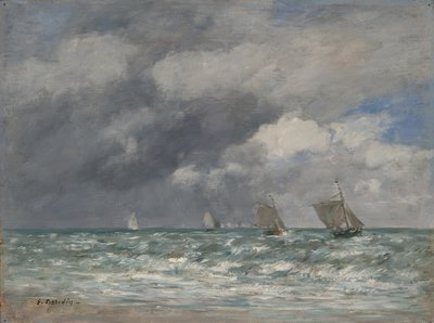 Plachetnice poblíž Trouville, c.1885-90 od Eugene Louis Boudin