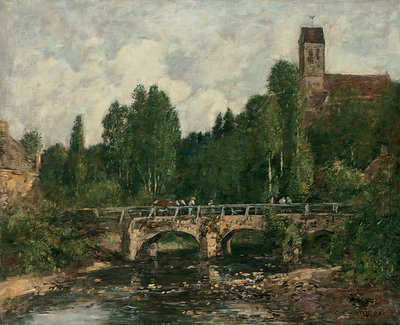 Saint-Cenery, kostel a most, 1892 od Eugene Louis Boudin