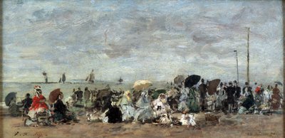 Scéna na pláži v Trouville od Eugene Louis Boudin