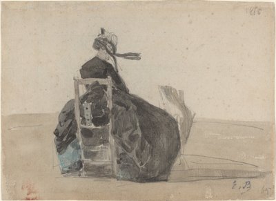 Sedící dáma v černém, Trouville, 1865. od Eugene Louis Boudin