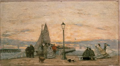 Molo v Trouville: Západ slunce, 1862 od Eugene Louis Boudin