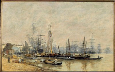 Přístav Bordeaux Vessels na Garonně. Obraz Eugene Louis Boudin (1824-1898) 1874 Ne. 0,41x0,65 m Paříž, musee d