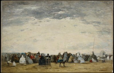Rekreanti na pláži v Trouville od Eugene Louis Boudin