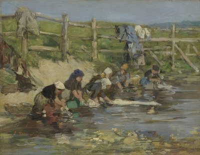 Pračky u řeky. Kolem 1885-90 od Eugene Louis Boudin
