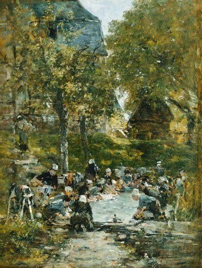 Podložky na břehu řeky; Washers by the River, c.1877-1881 od Eugene Louis Boudin