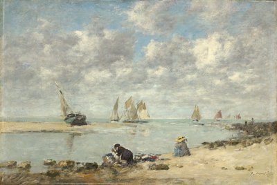 Washerwoman near Trouville, c.1872-6 (olej na dřevě) od Eugene Louis Boudin