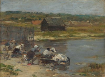 Pračky na břehu rybníka od Eugene Louis Boudin