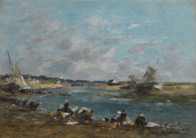 Pračky na břehu řeky Touques; Pračky na jednom z ramen La Touques, 1866 od Eugene Louis Boudin