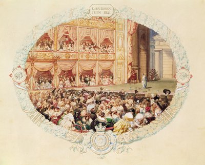Interiér divadla Jejího Veličenstva, závěr sezóny 1841 - Sbohem Mlle Rachel od Eugene Louis Lami